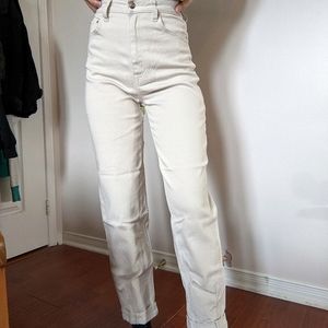 H&M Cream/Off White Mom Loose-fit Twill Pants